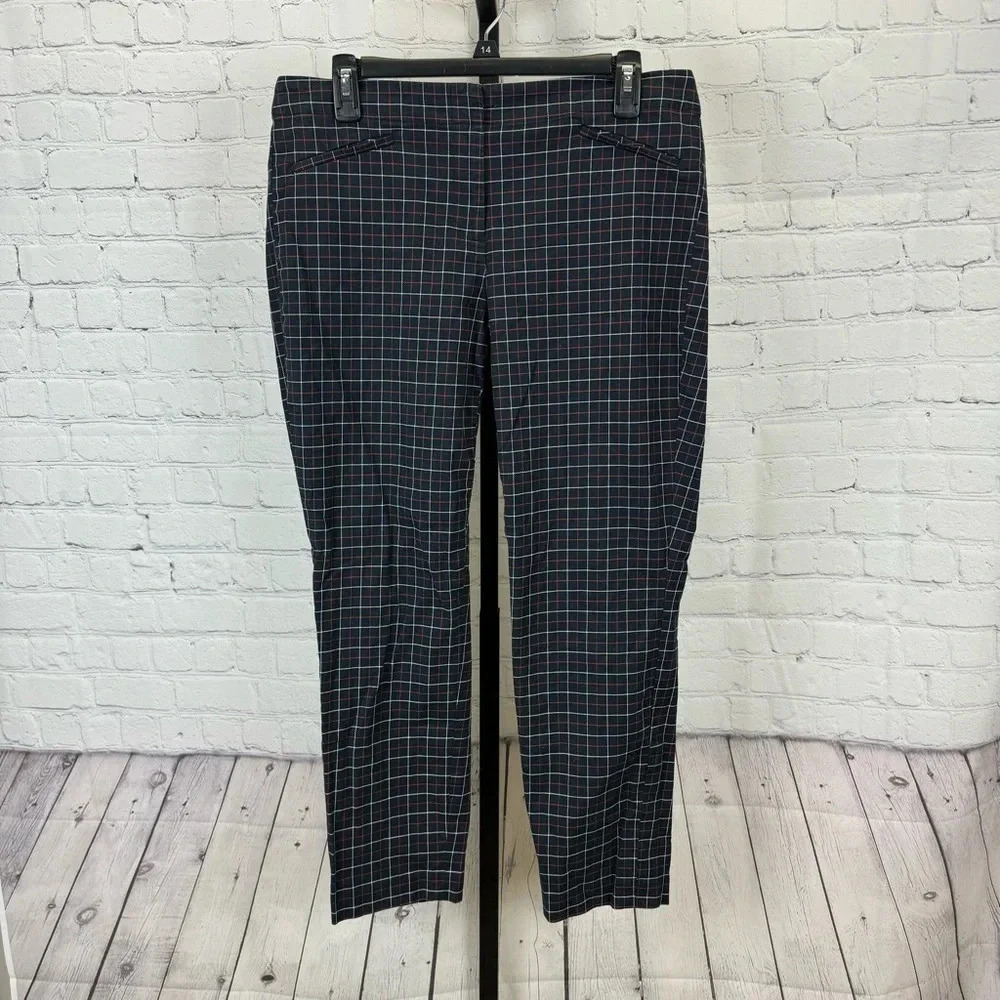 J. Jill Navy, Red and White Plaid Pants Size 10